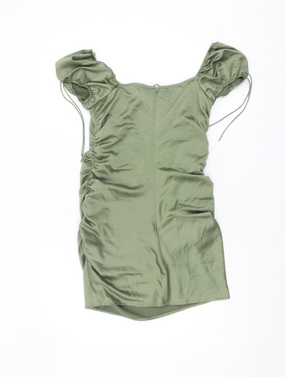 Topshop Green Women's Off Shoulder Dress UK 8