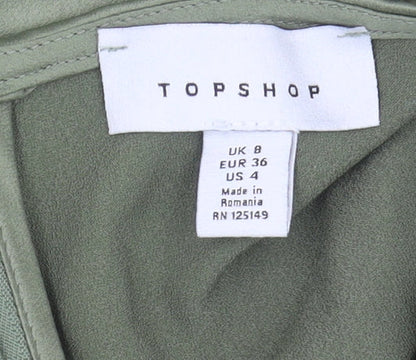 Topshop Green Women's Off Shoulder Dress UK 8