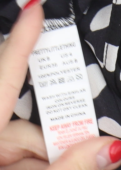 PrettyLittleThing Women's Black Off Shoulder Dress Size 8