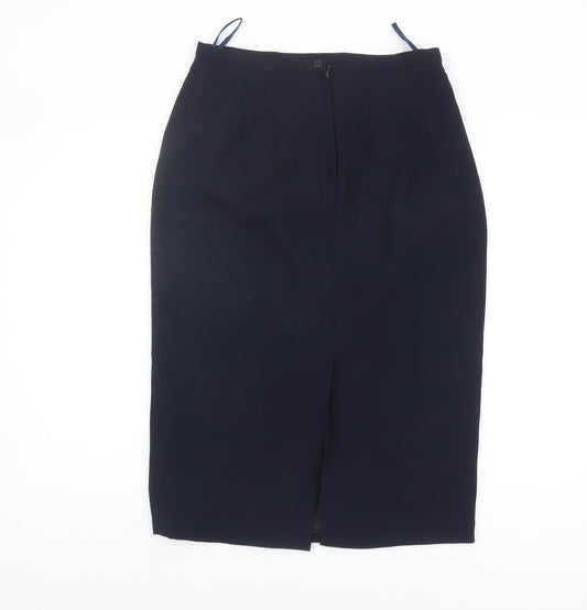 Anne Brooks Petite Black Midi Pencil Skirt Size 12