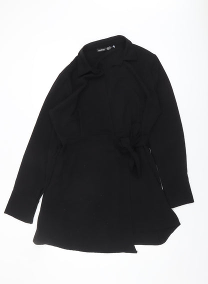 Boohoo Women’s Black Collared Belted Dress Size 14
