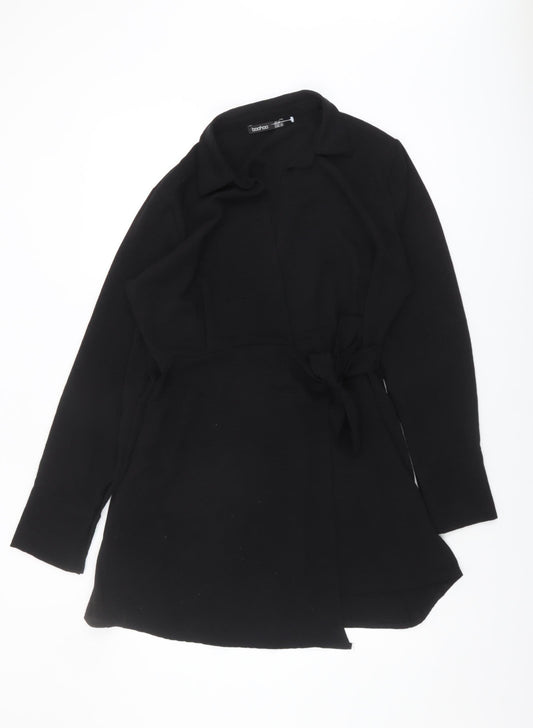 Boohoo Women’s Black Collared Belted Dress Size 14