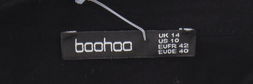 Boohoo Women’s Black Collared Belted Dress Size 14