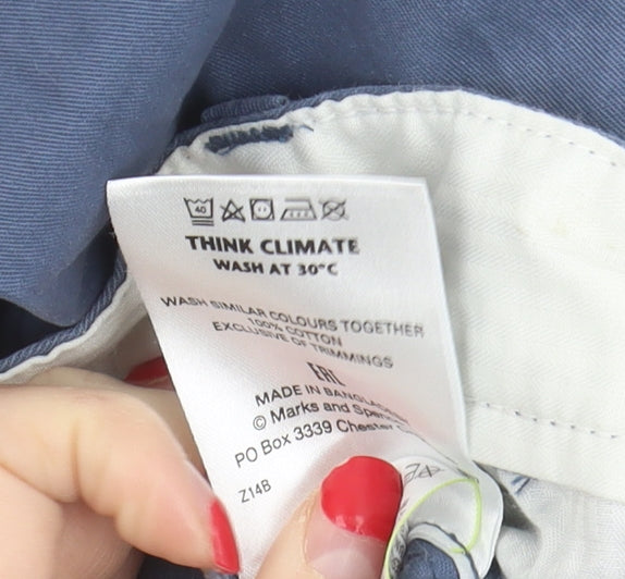 Marks and Spencer Men's Blue Slim Fit Chino Trousers