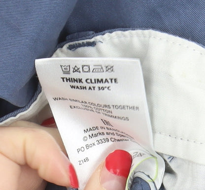 Marks and Spencer Men's Blue Slim Fit Chino Trousers