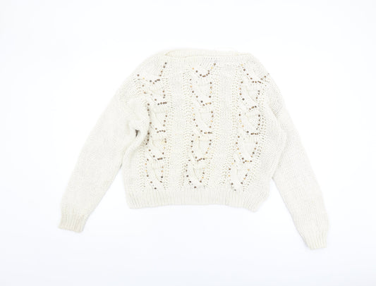Womens UK Size 14 Marks and Spencer Ivory Pullover Jumper