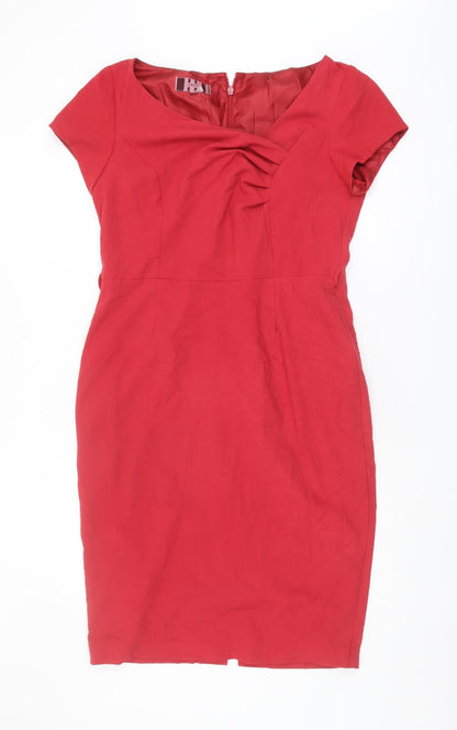 Next Women's Red Sheath Dress Size 14 Short Sleeve
