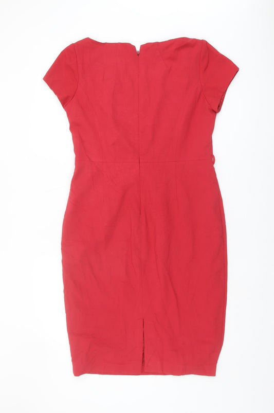 Next Women's Red Sheath Dress Size 14 Short Sleeve