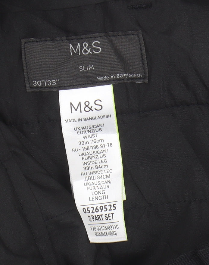 Marks and Spencer Men's Black Slim Trousers Size 30