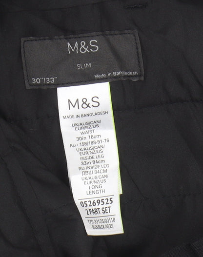 Marks and Spencer Men's Black Slim Trousers Size 30