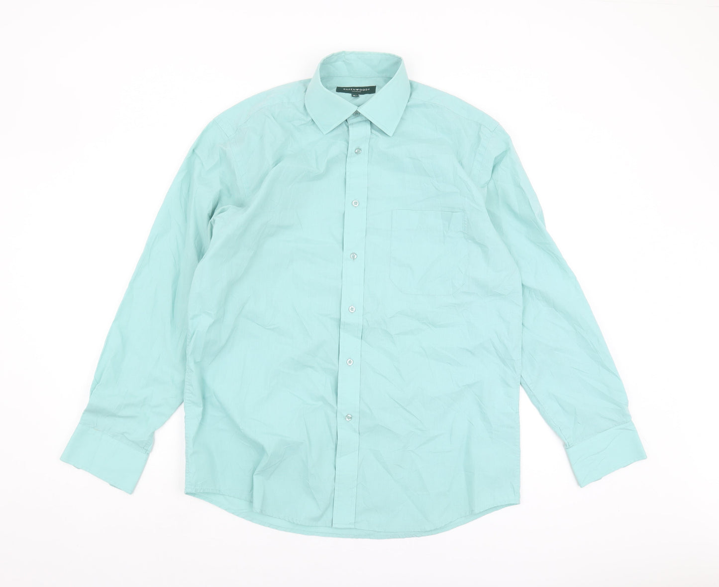 Greenwoods Men's Blue Long Sleeve Button-Up Shirt