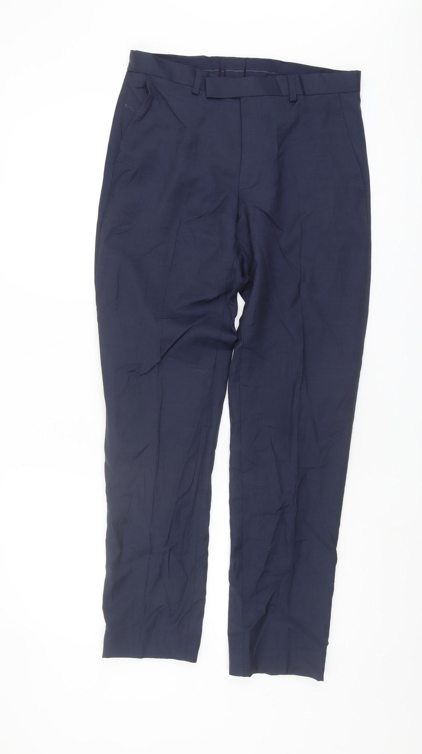 Marks and Spencer Men's Blue Regular Fit Trousers