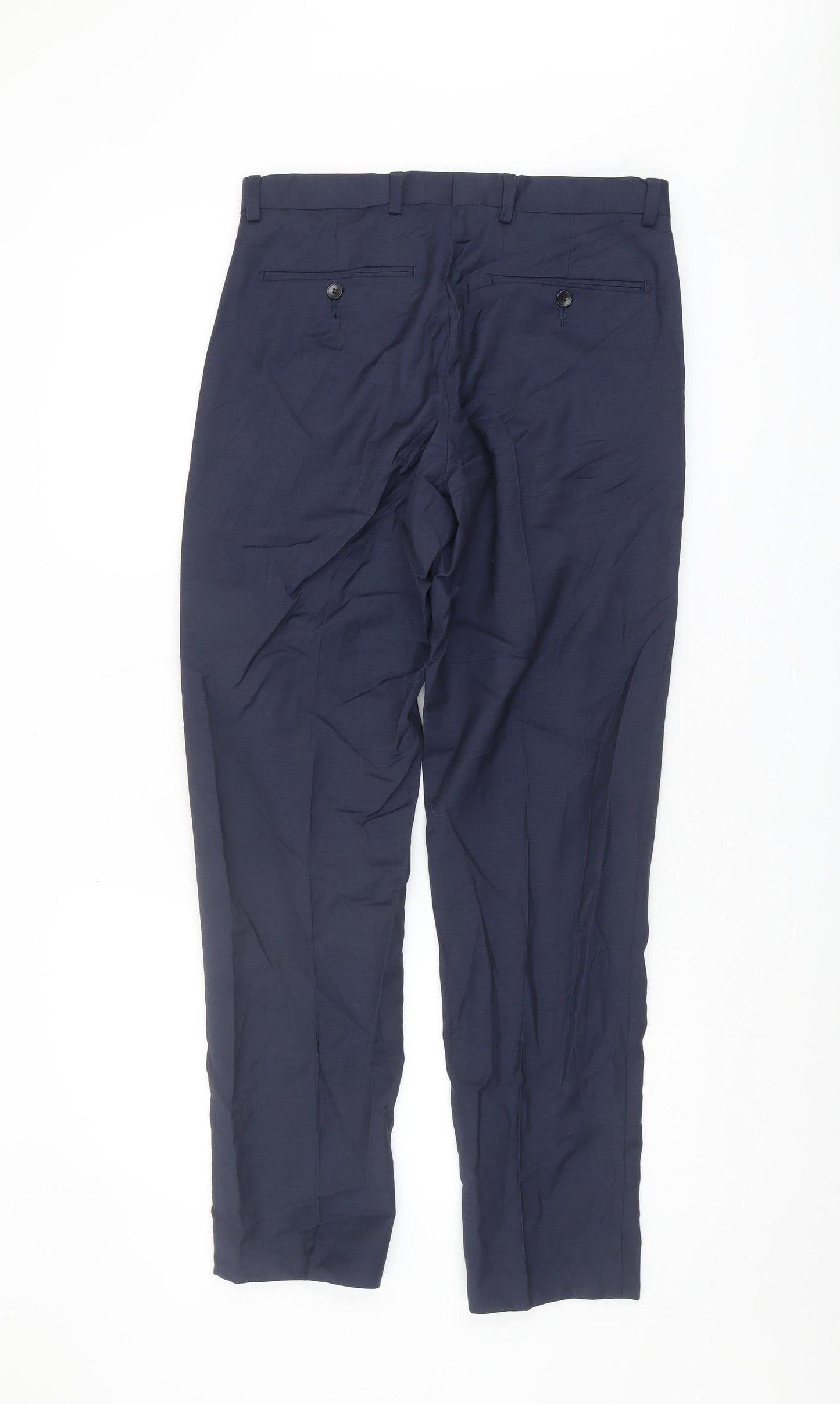 Marks and Spencer Men's Blue Regular Fit Trousers