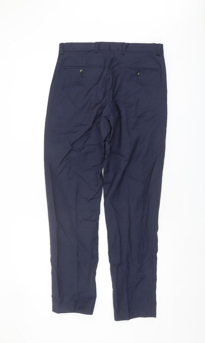 Marks and Spencer Men's Blue Regular Fit Trousers