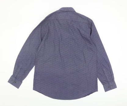 Marks and Spencer Men's Blue Geometric Shirt