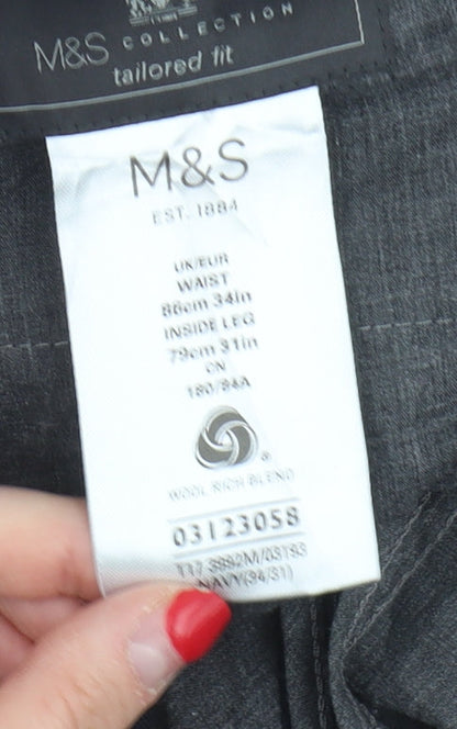 Marks and Spencer Men's Navy Dress Pants 34 Regular