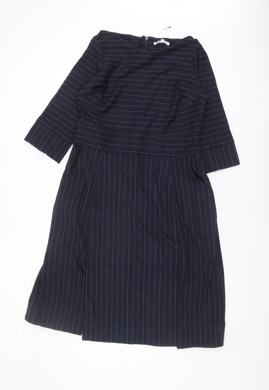 Next Women's Blue Striped Boat Neck Dress Size 16