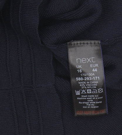 Next Women's Blue One Shoulder Ruffle Sheath Dress Size 16