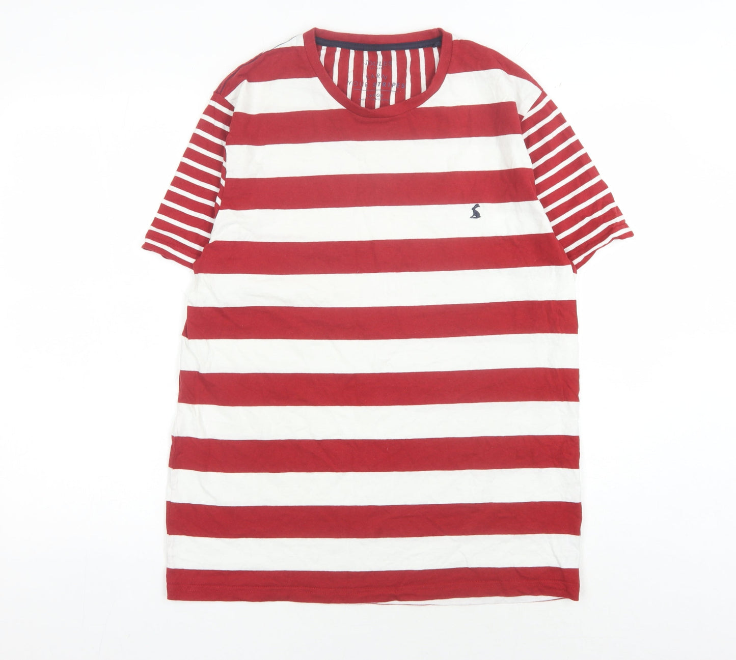 Joules Men's Red White Striped Crew Neck T-Shirt L