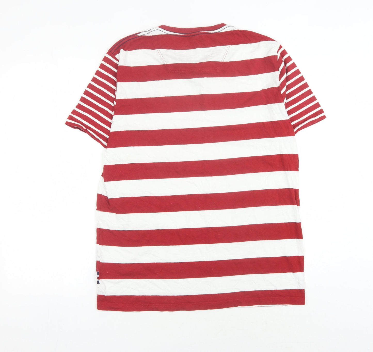 Joules Men's Red White Striped Crew Neck T-Shirt L