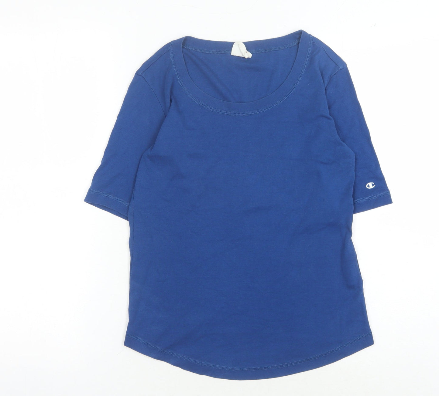 Champion Women's Blue Medium Cotton Basic T-Shirt