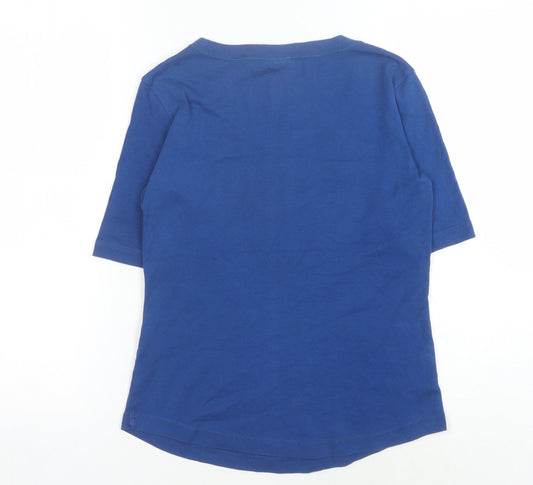 Champion Women's Blue Medium Cotton Basic T-Shirt