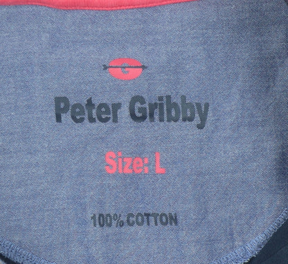 Peter Gribby Men's Blue Polo Shirt Size L Button Accents