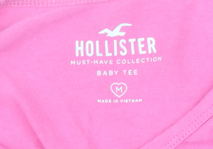 Womens UK Size M Hollister Pink Basic T-Shirt