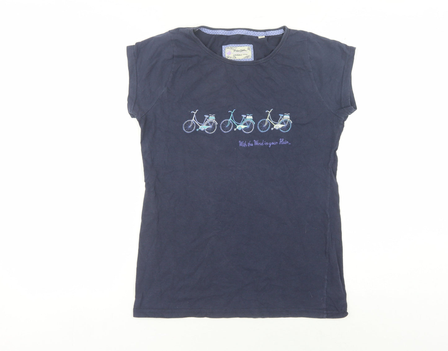 Peter Storm Women's Blue Basic T-Shirt, Size 14, Embroidered