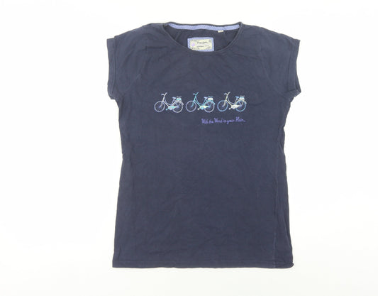 Peter Storm Women's Blue Basic T-Shirt, Size 14, Embroidered