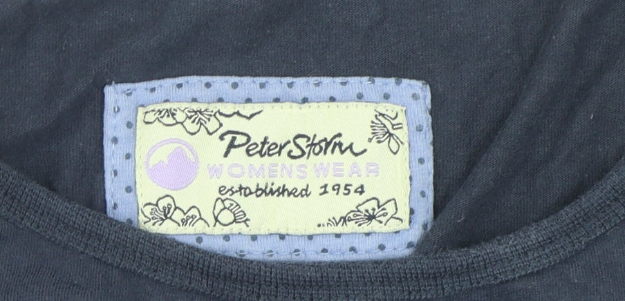 Peter Storm Women's Blue Basic T-Shirt, Size 14, Embroidered
