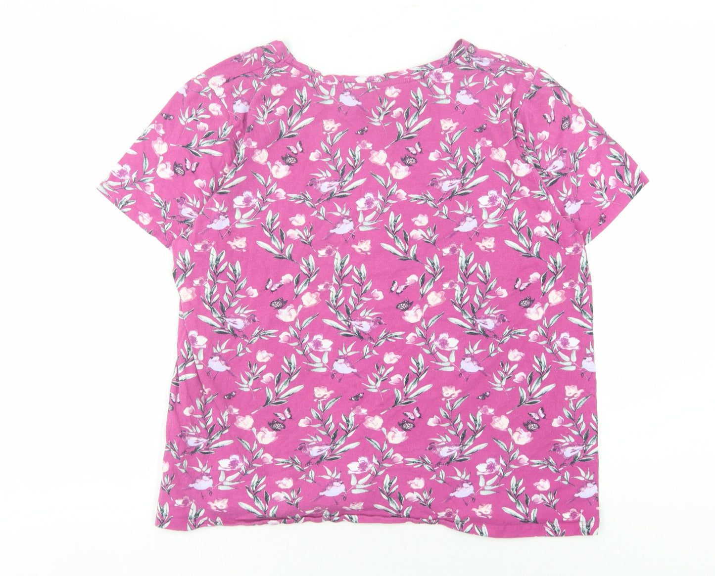 Cotton Traders Women's Pink Floral T-Shirt Size 20