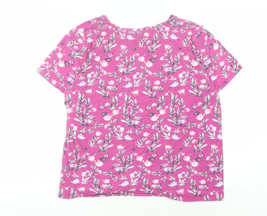 Cotton Traders Women's Pink Floral T-Shirt Size 20