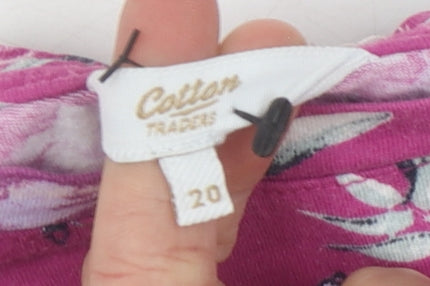 Cotton Traders Women's Pink Floral T-Shirt Size 20