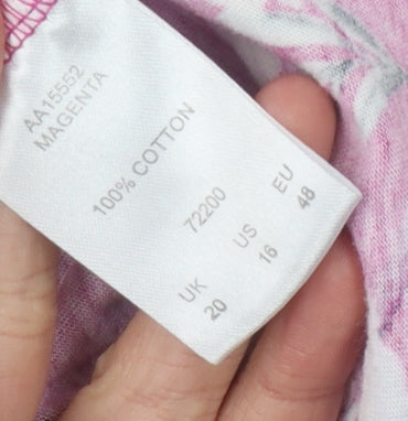 Cotton Traders Women's Pink Floral T-Shirt Size 20