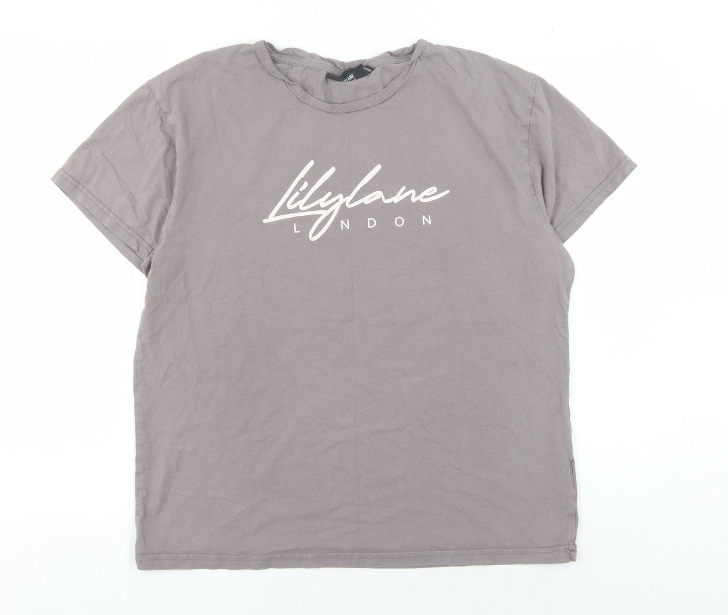 Lilylane Women's Grey Cotton Crew Neck T-Shirt M