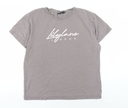 Lilylane Women's Grey Cotton Crew Neck T-Shirt M