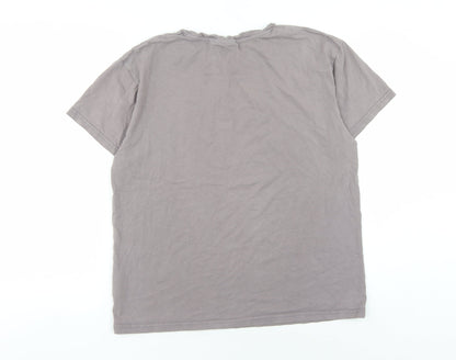 Lilylane Women's Grey Cotton Crew Neck T-Shirt M