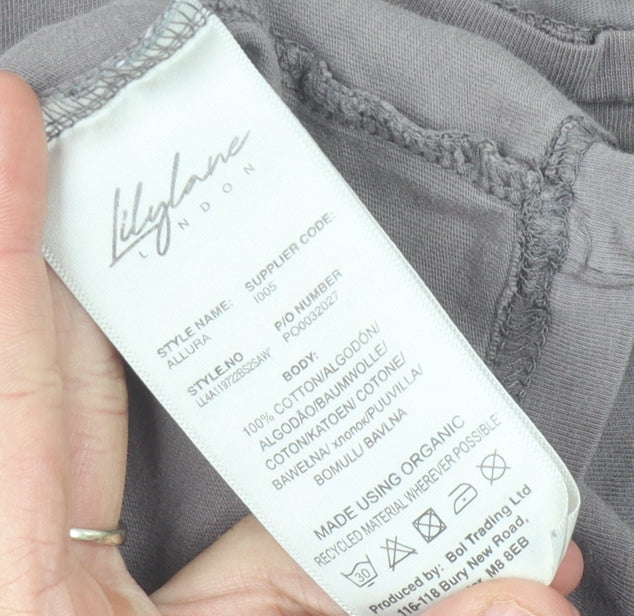 Lilylane Women's Grey Cotton Crew Neck T-Shirt M