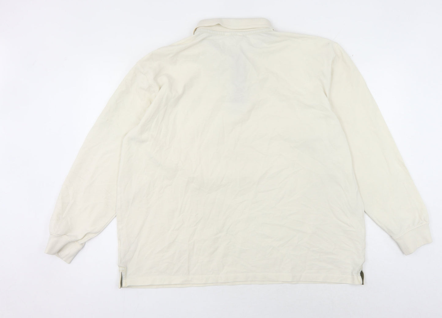 Cotton Traders Men's Beige Long Sleeve Polo 2XL