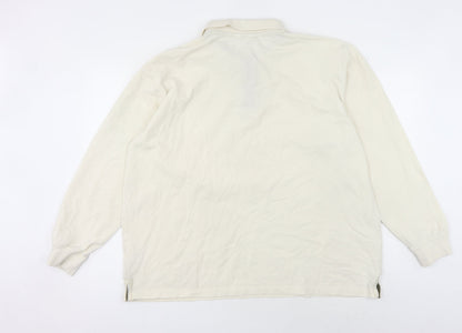 Cotton Traders Men's Beige Long Sleeve Polo 2XL