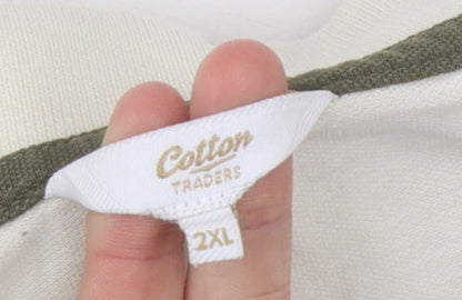 Cotton Traders Men's Beige Long Sleeve Polo 2XL