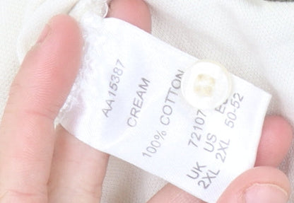 Cotton Traders Men's Beige Long Sleeve Polo 2XL