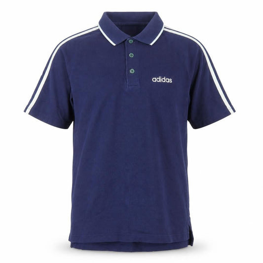 Front view of Adidas Men's Blue Polo Shirt, L, Sports Theme, Cotton