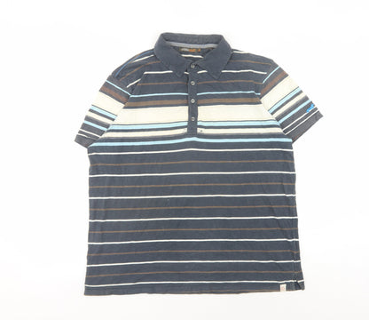 White Stuff Men's Blue Striped Polo Shirt M Casual