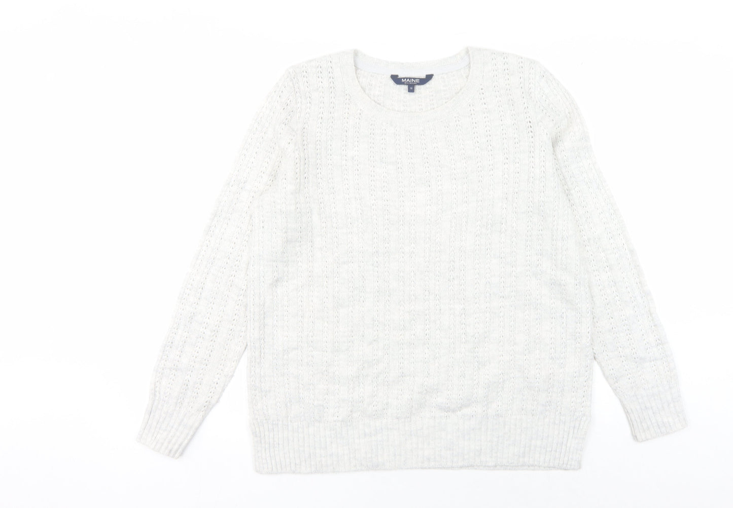 Womens UK Size 14 Maine White Pullover Jumper