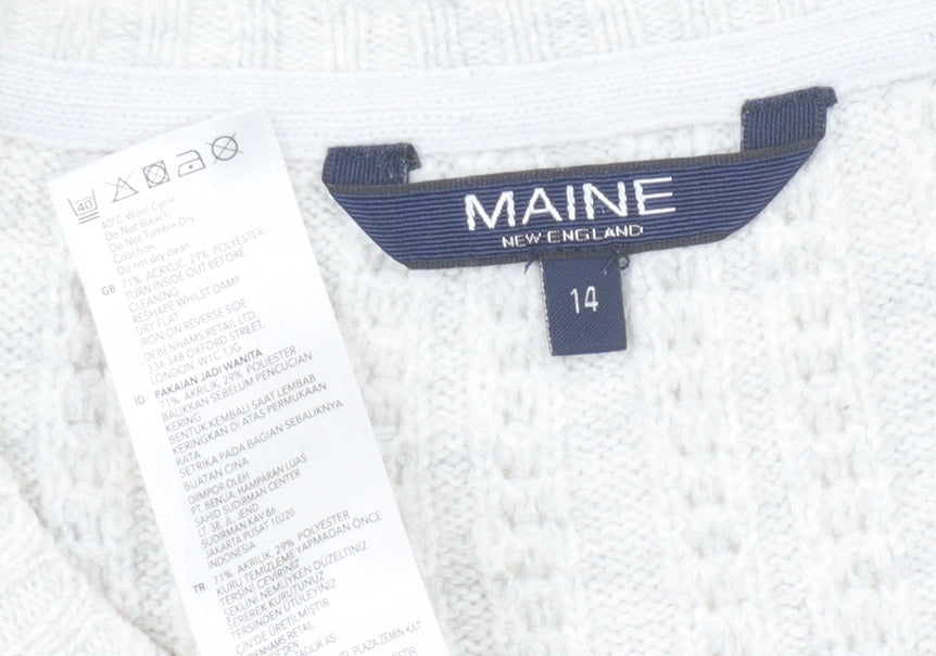 Womens UK Size 14 Maine White Pullover Jumper