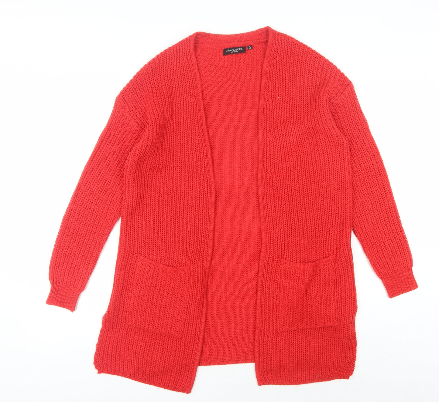 Womens UK Size S Brave Soul Red Cardigan Jumper