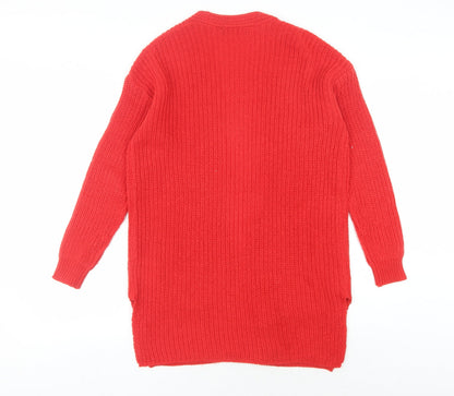 Womens UK Size S Brave Soul Red Cardigan Jumper