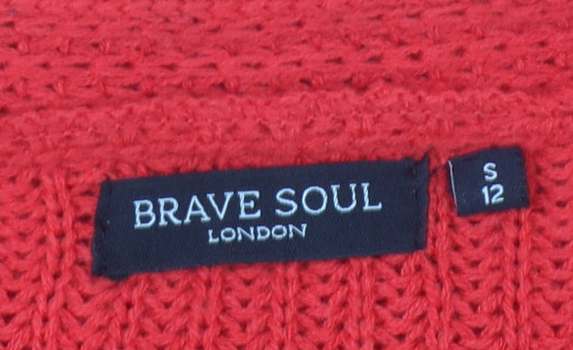 Womens UK Size S Brave Soul Red Cardigan Jumper